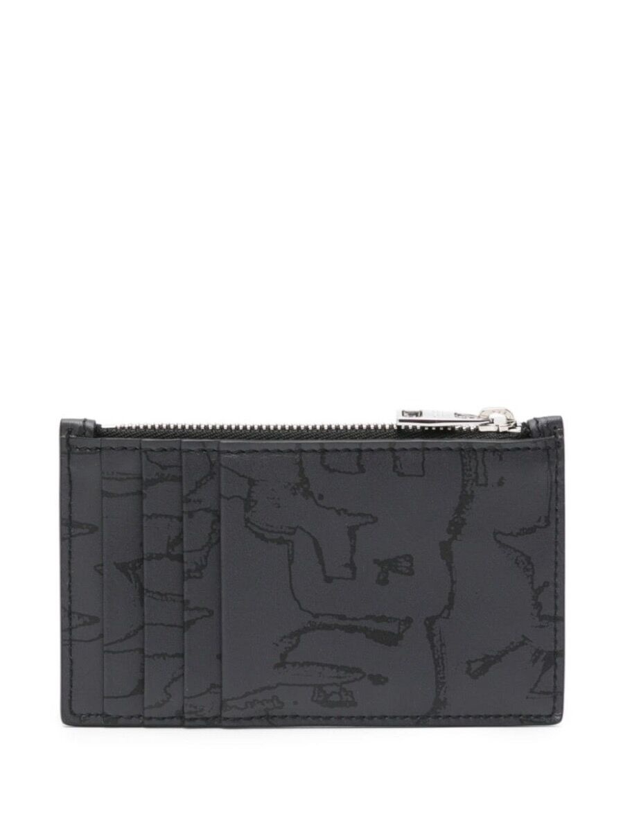 Mcqueen graffiti card holder with zip in black - 2