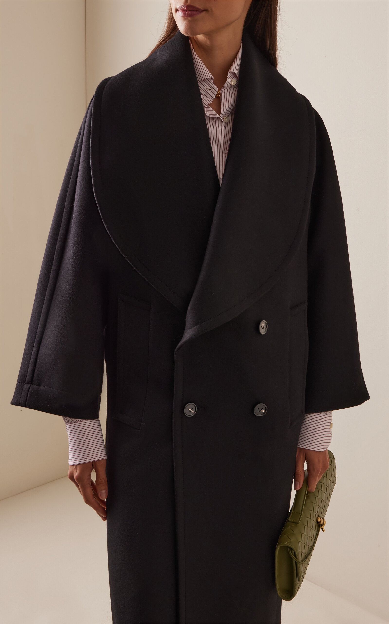 Stretch-Wool Felt Long Coat black - 3
