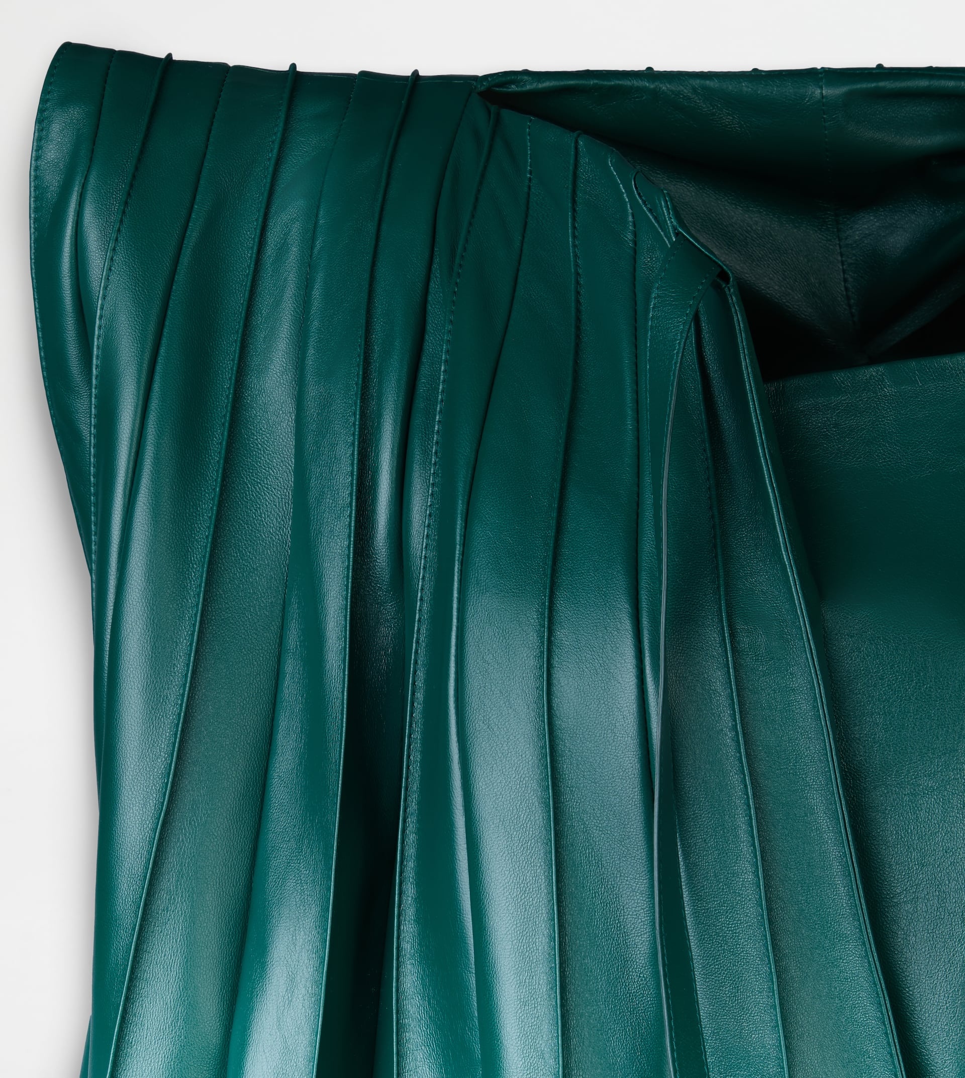 DRESS IN PLEATED EFFECT LEATHER - GREEN - 2