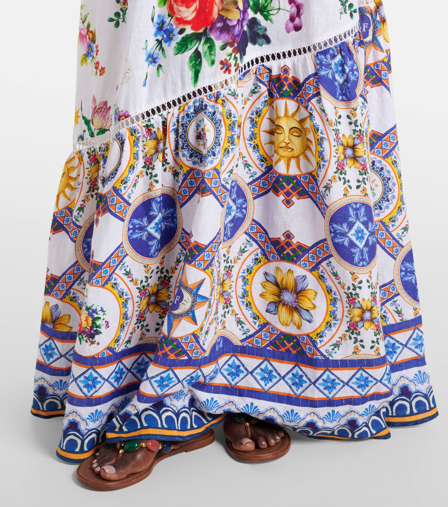 Printed linen maxi skirt - 5
