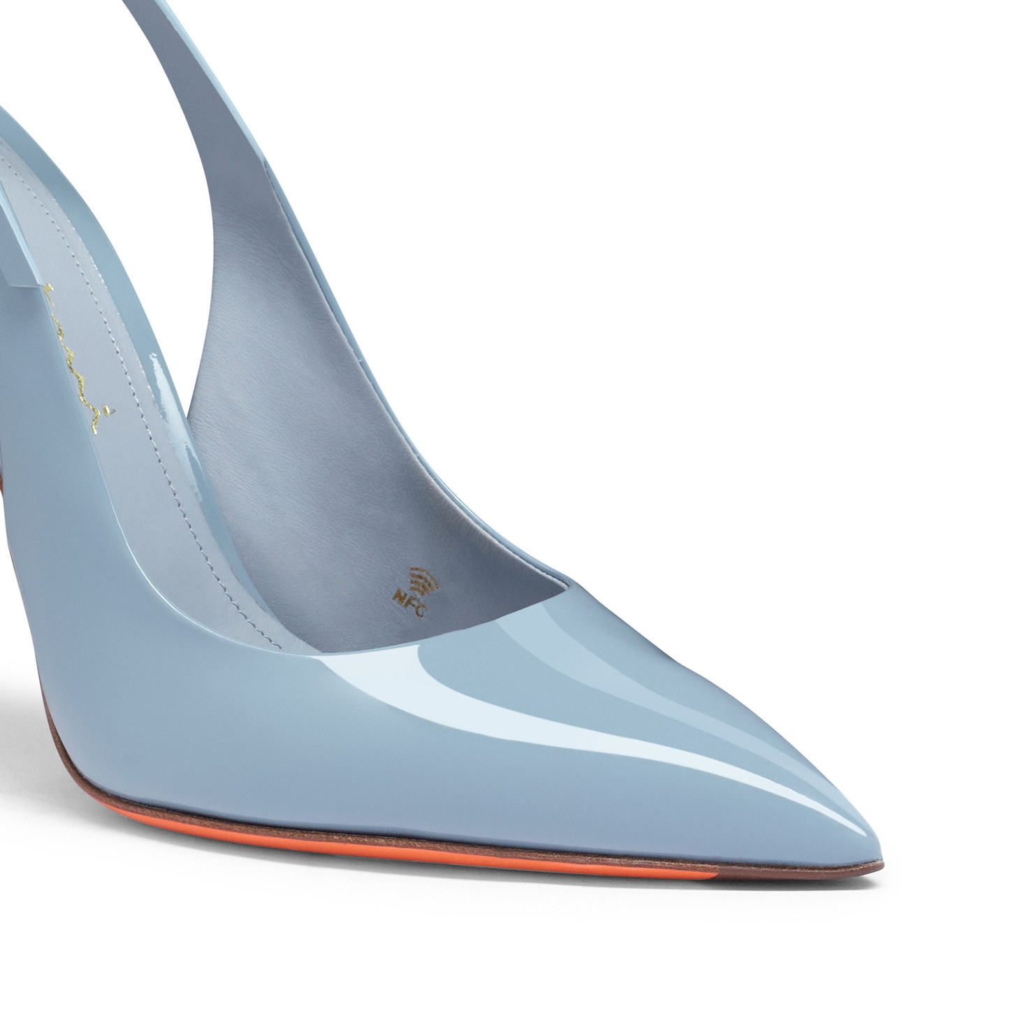 Women's light blue patent leather high-heel slingback - 6