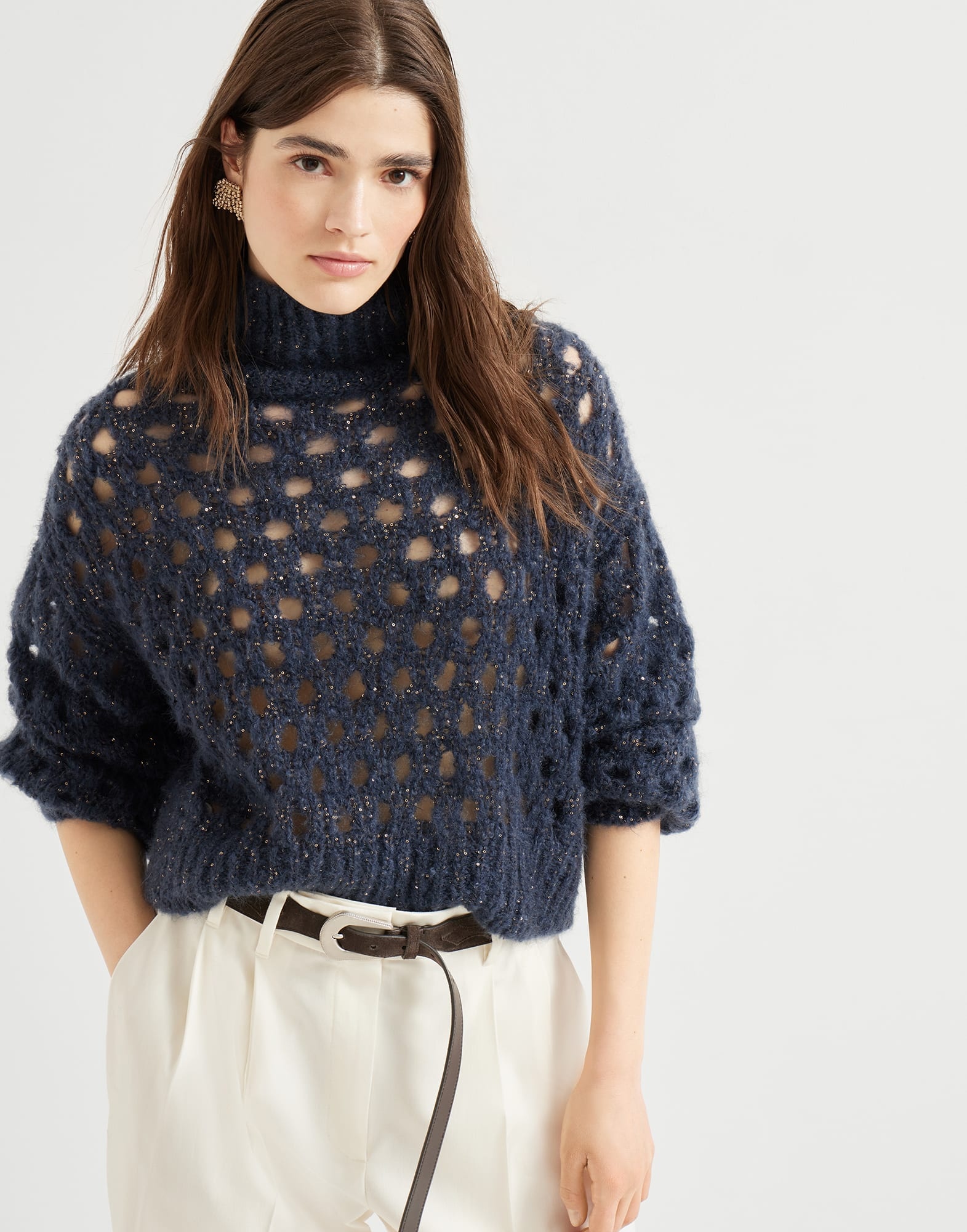Wispy mohair and wool dazzling net turtleneck sweater - 4