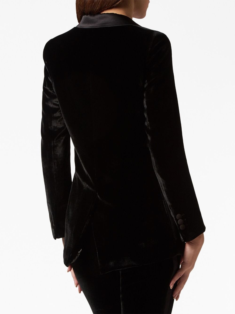 contrasting-trim velvet blazer - 4