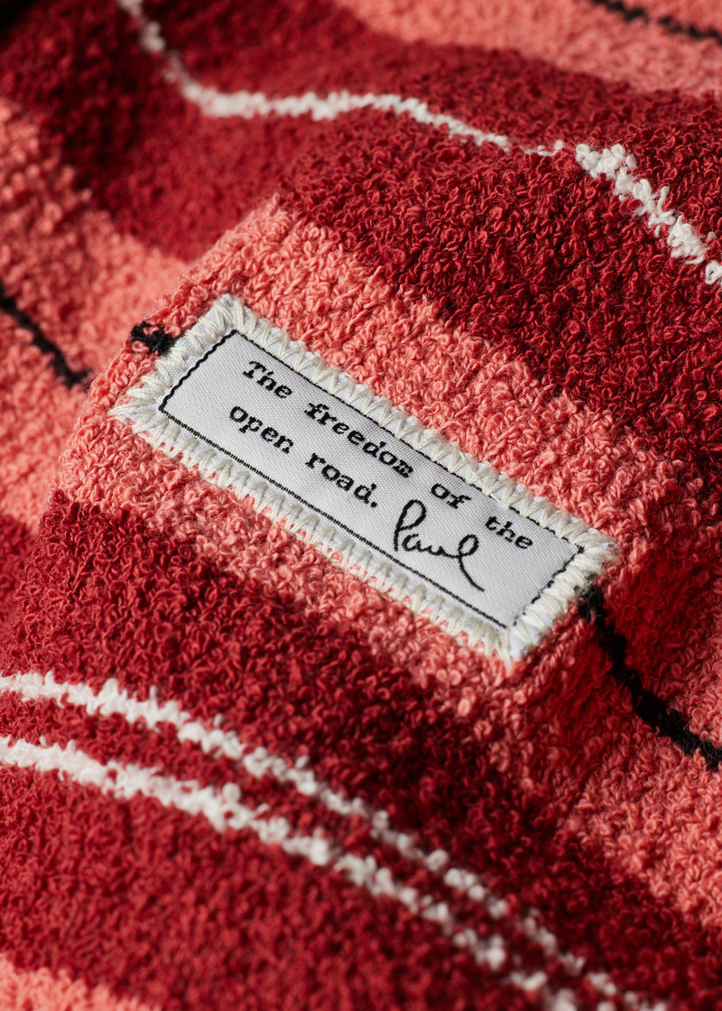 Paul Smith Women's Pink and Red Bouclé Stripe Rugby Jumper outlook