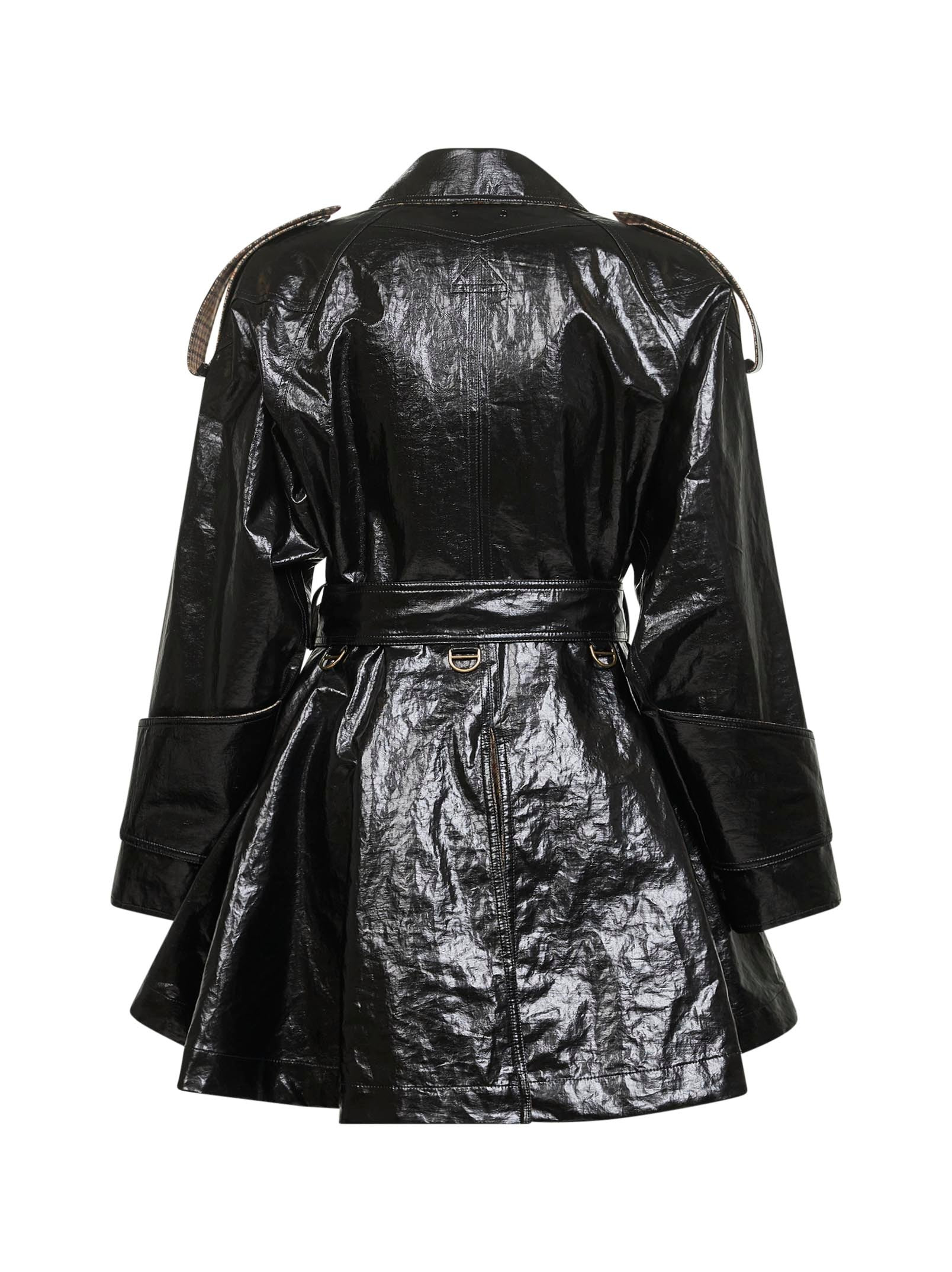 Black coated linen short riding coat - 2