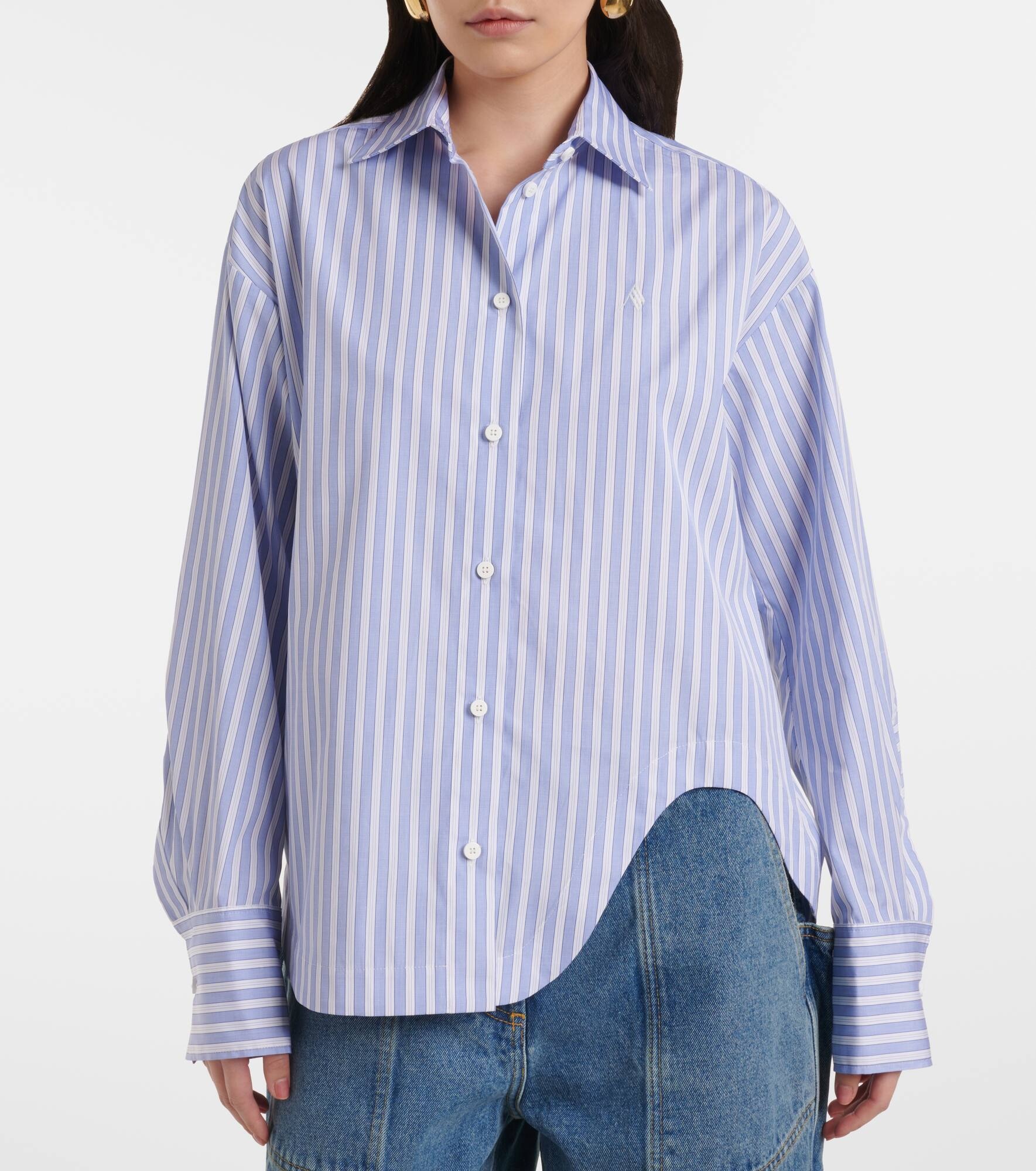 Eliza asymmetric striped cotton shirt - 4