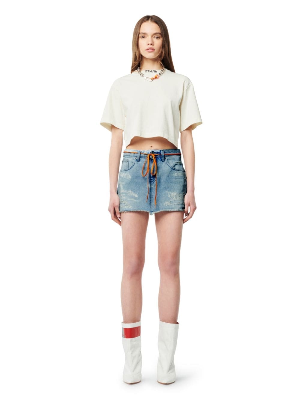 SUPER DISTRESSED DENIM SKIRT - 2