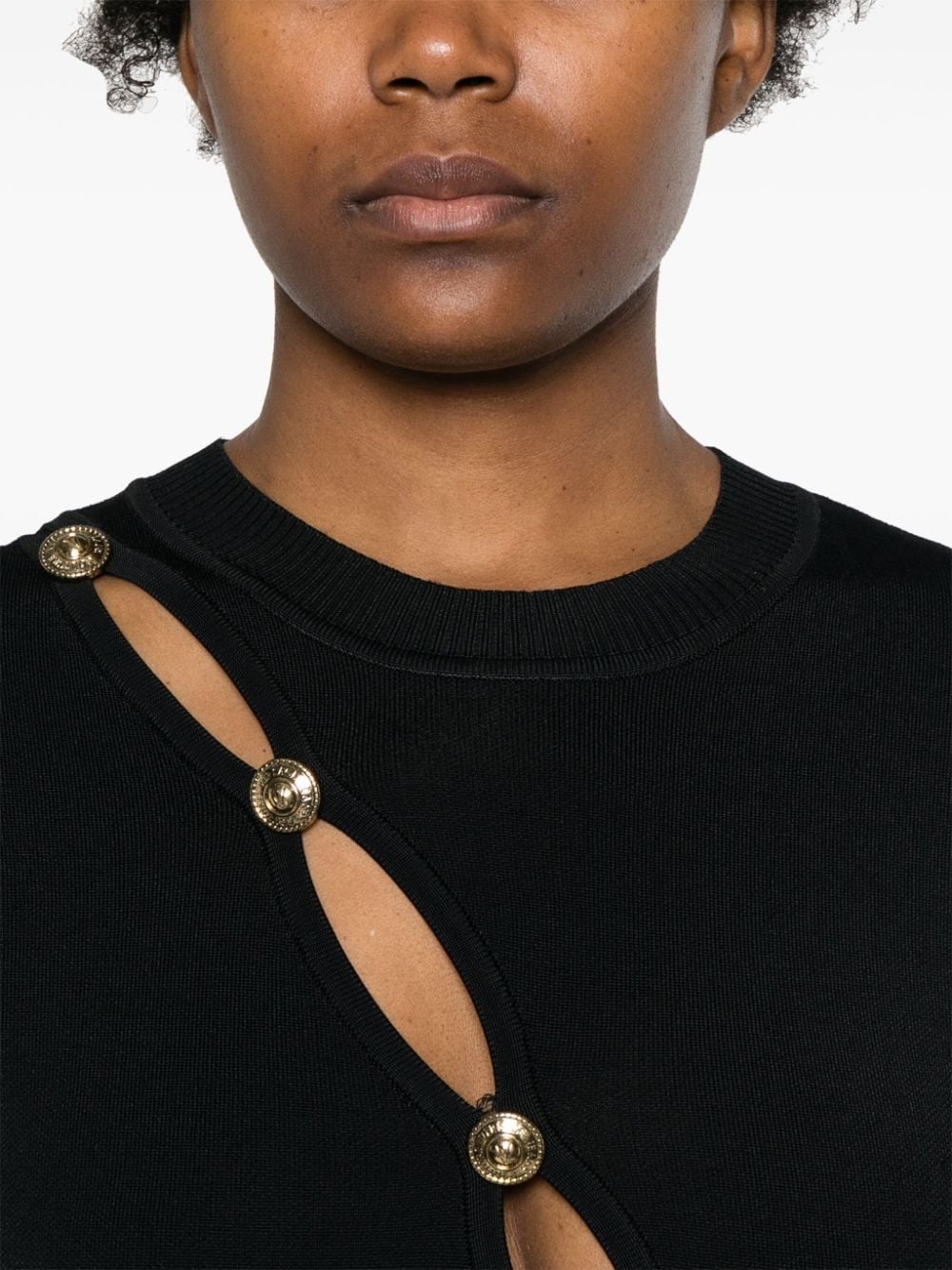 decorative-buttons knitted midi dress - 5