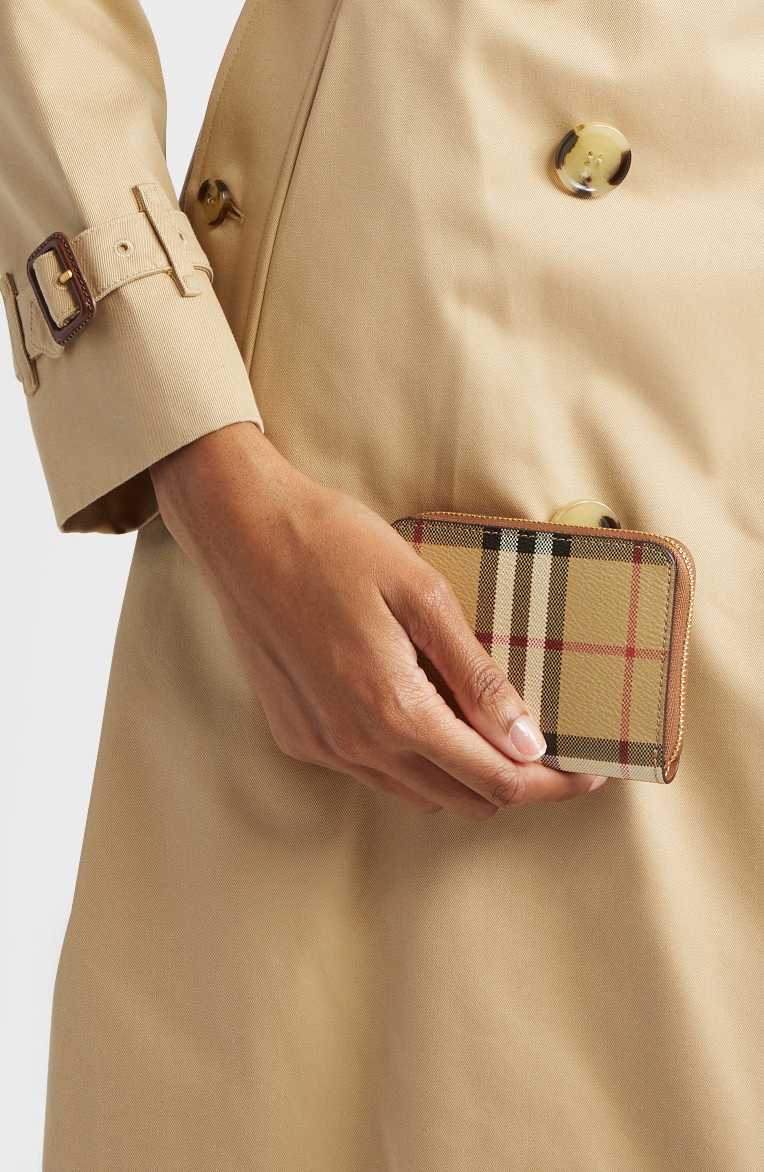burberry Small Check Leather Zip Wallet in Archive Beige at Nordstrom - 3