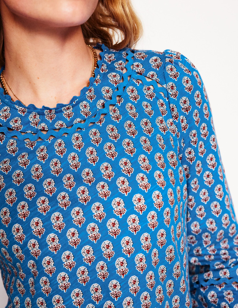 Daisy Long Sleeve Top-Gallery Blue, Camellia Stamp 3