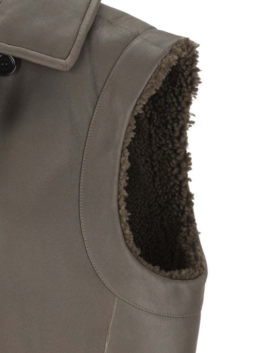 double-breasted shearling coat - 3