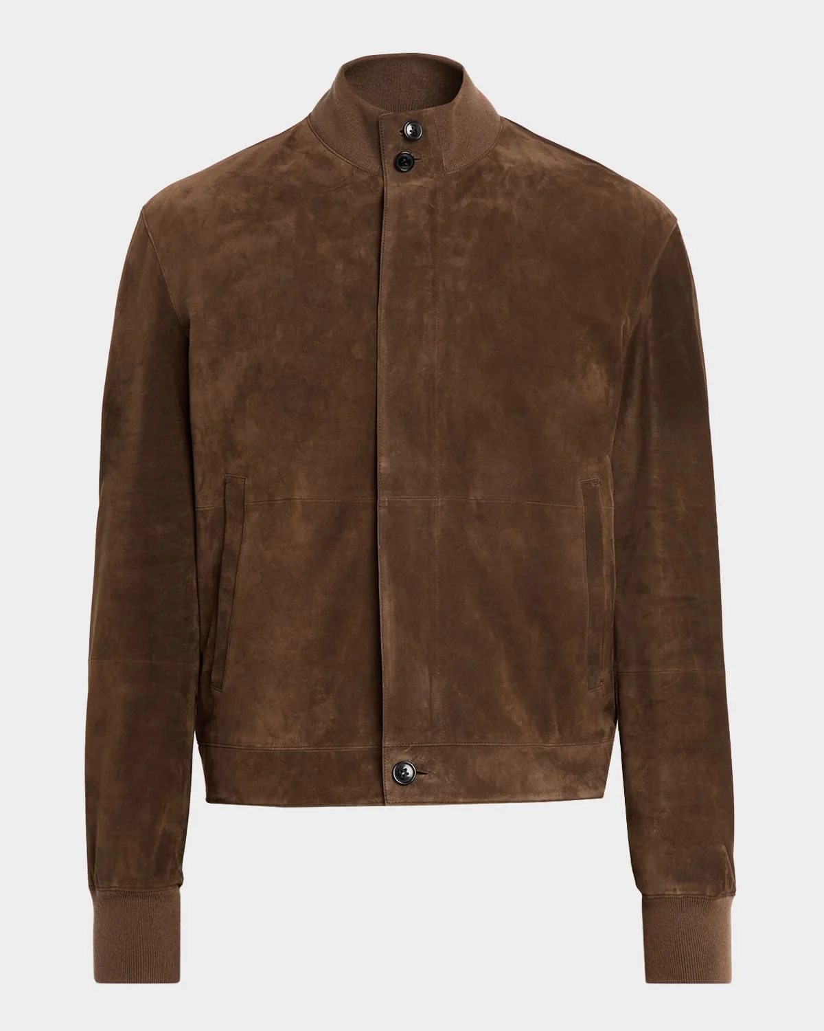 Men's Suede Hidden-Zip Bomber Jacket - 1