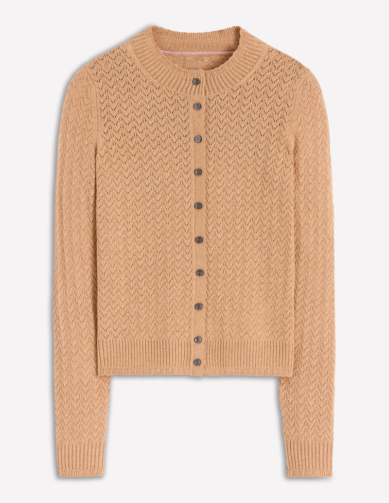 Diane Pointelle Cardigan-Camel Melange 6