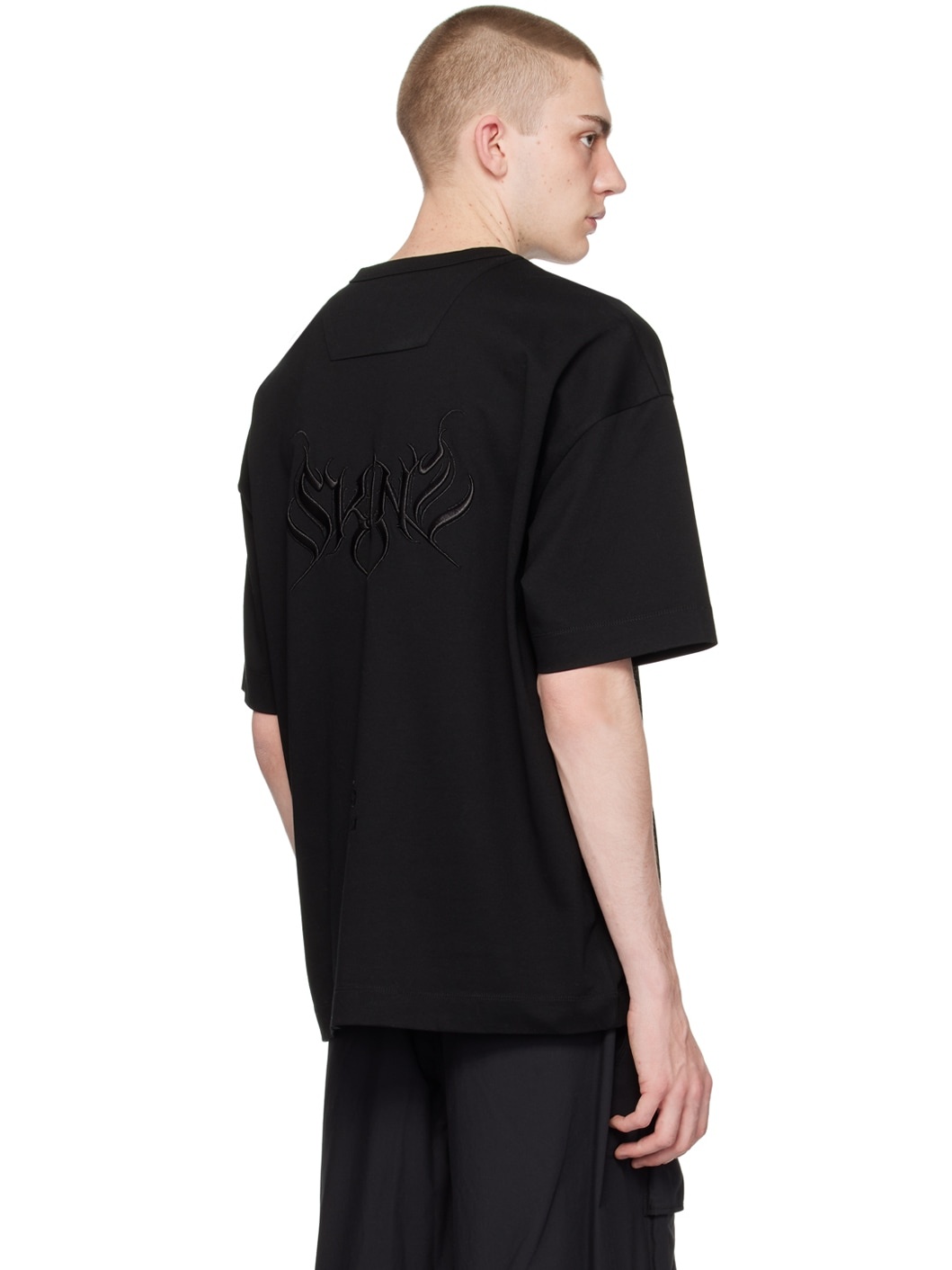 Black Embroidered T-Shirt - 3