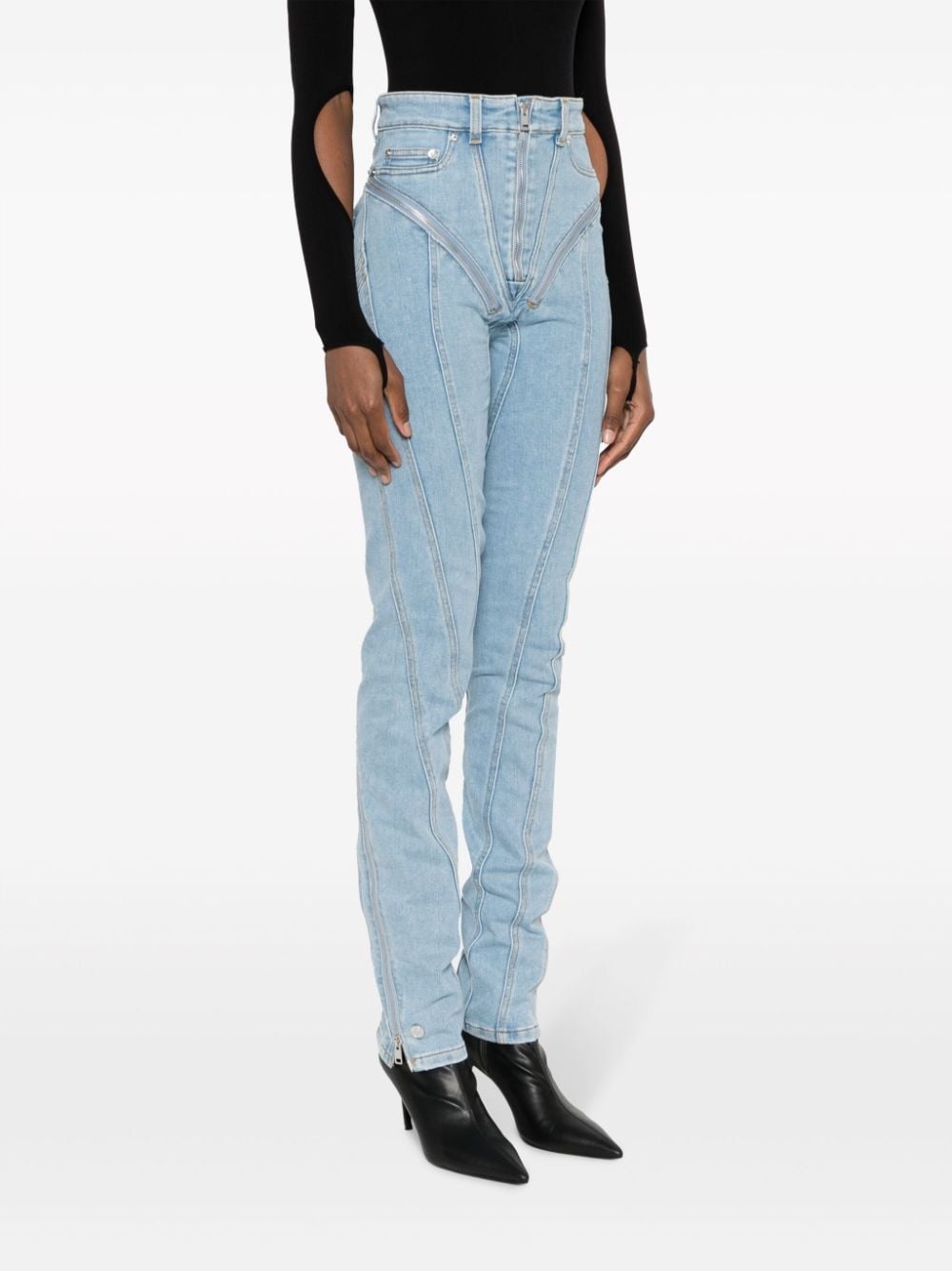Spiral high-rise zip-embellished skinny jeans - 3