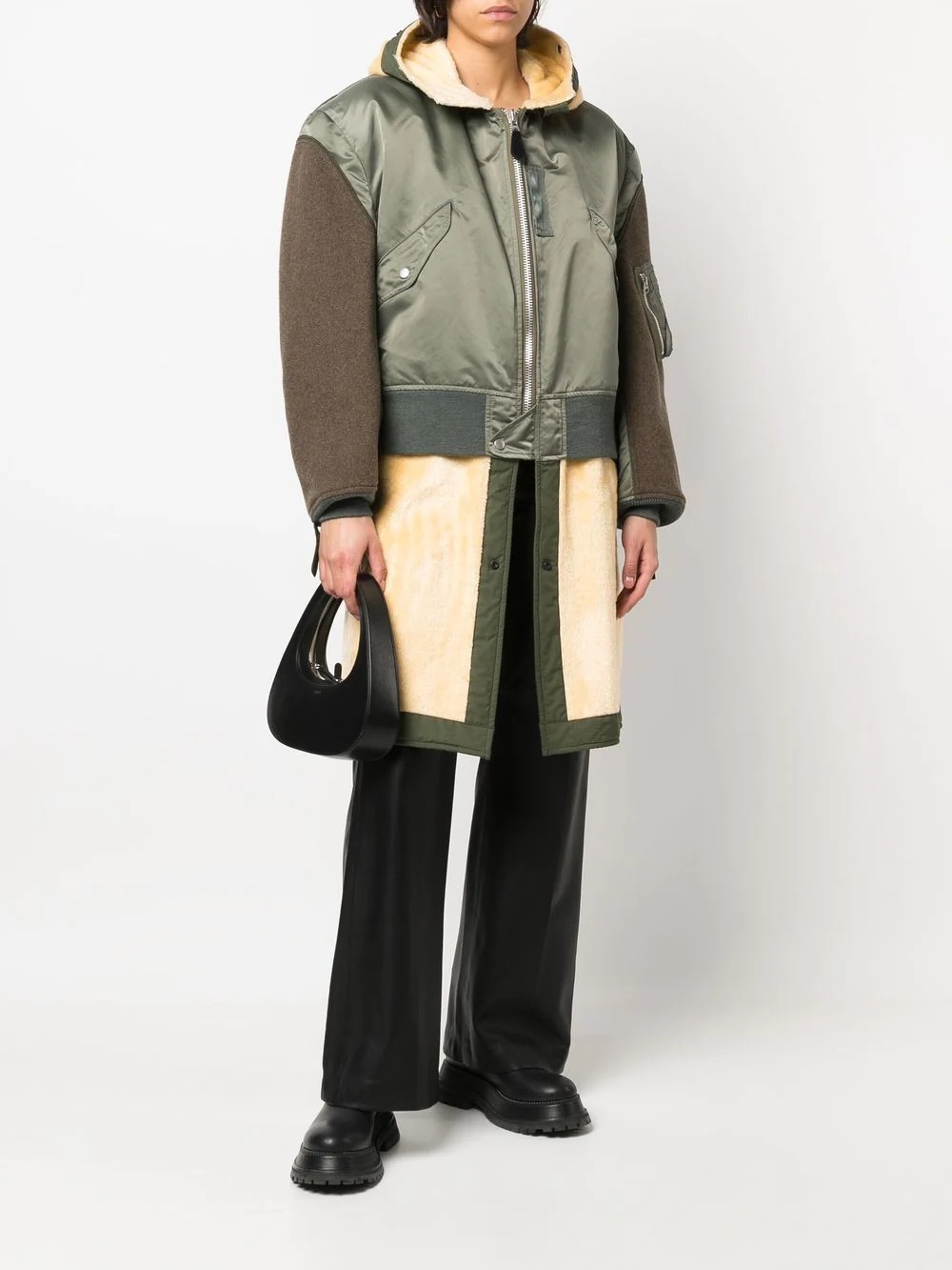 panelled wool coat - 3