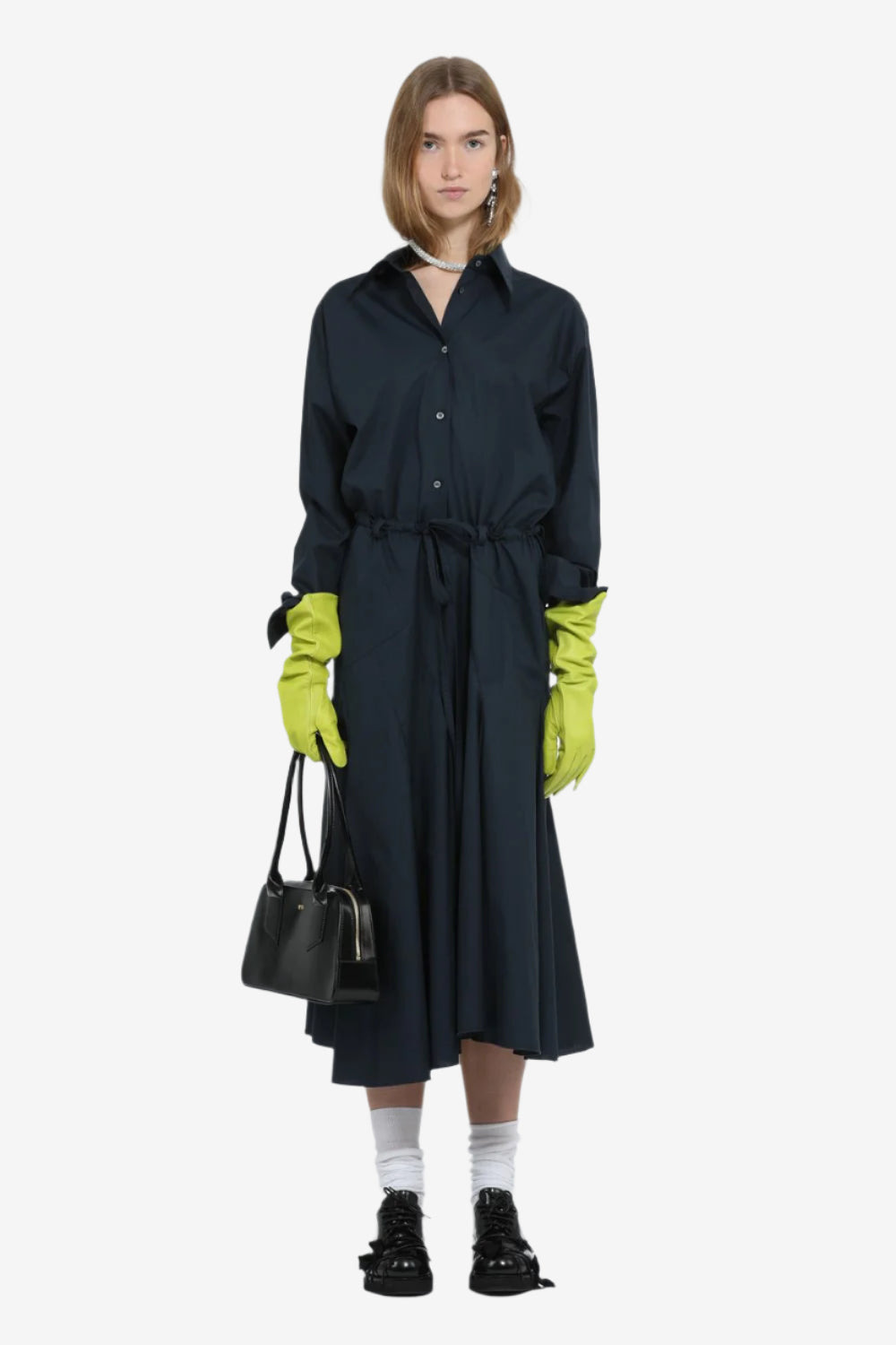 LONG DRESS WITH DRAWSTRING WAIST - 4