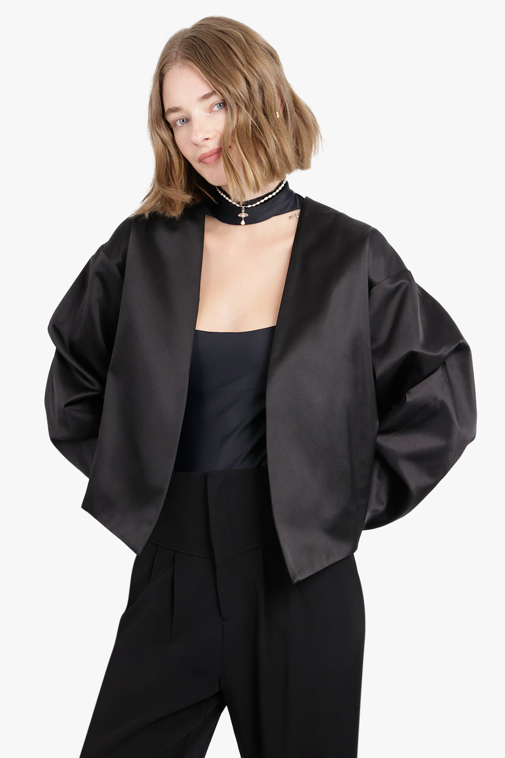 CRINKLED SLEEVE JACKET | BLACK - 3