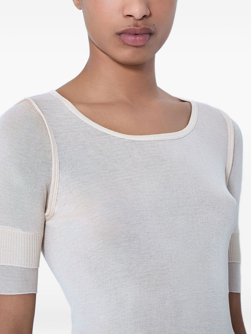 semi-sheer ribbed-knit T-shirt 4