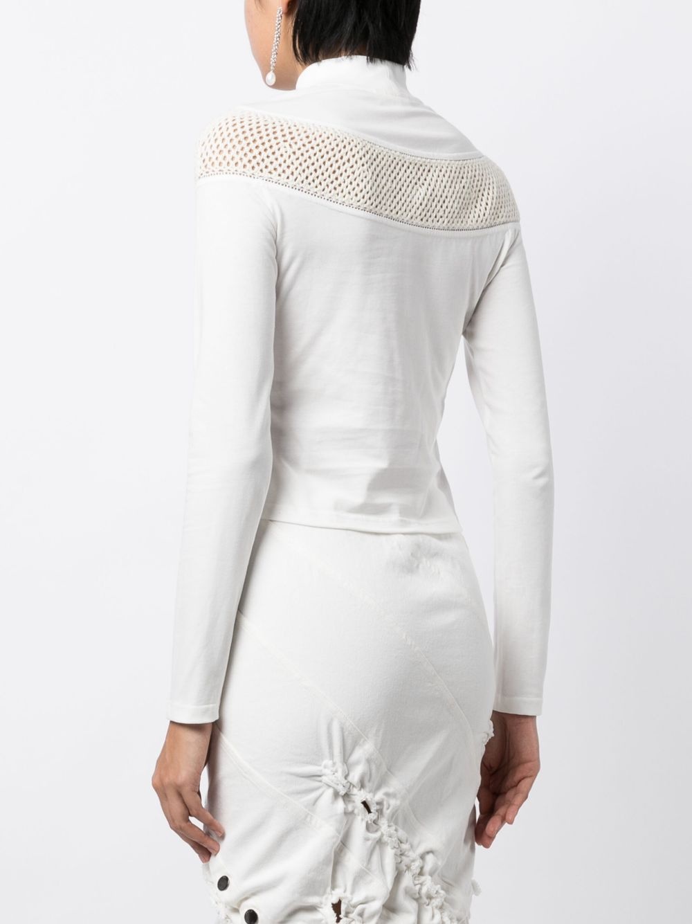 long-sleeve crochet-knit T-shirt - 4
