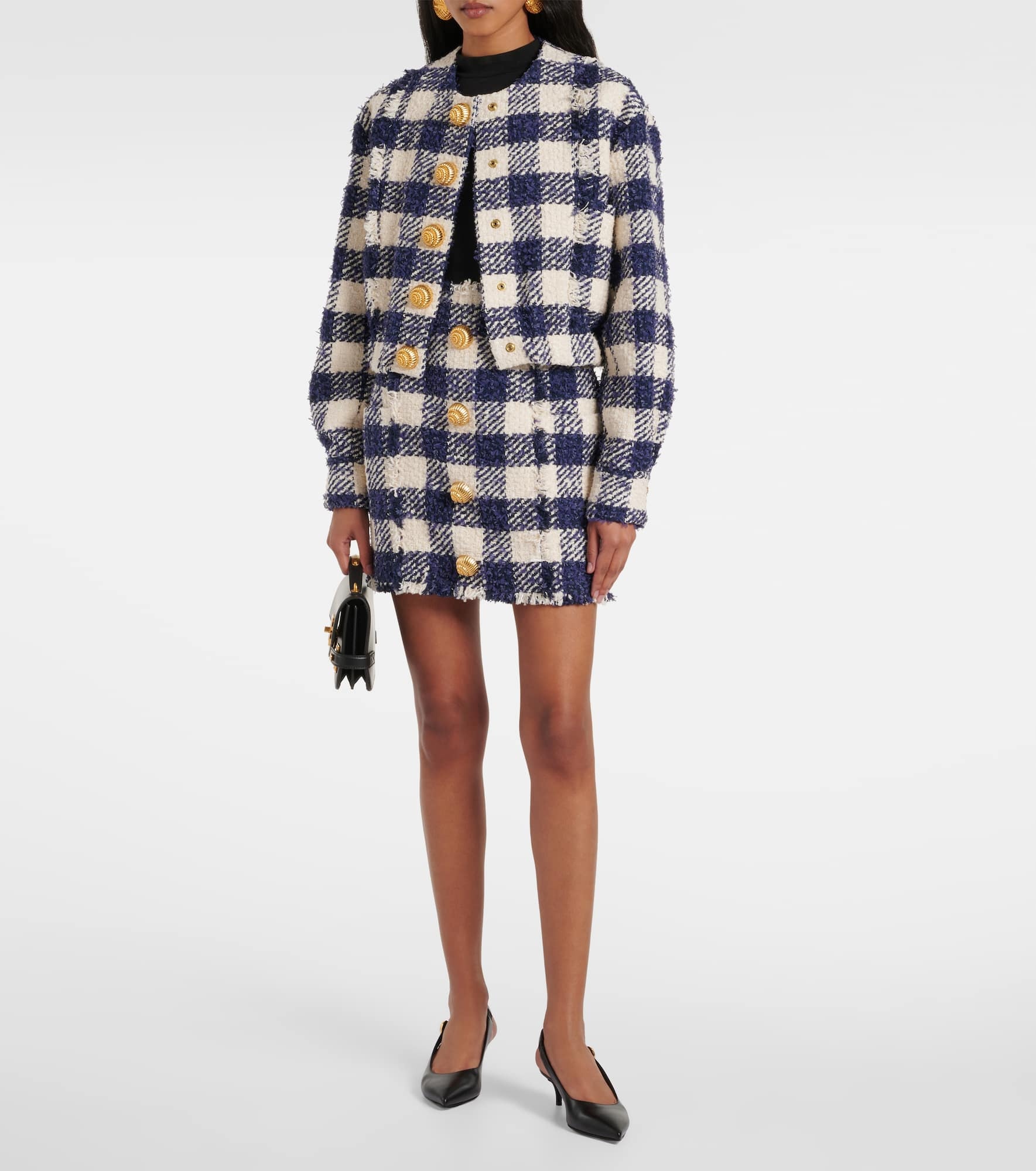 Checked high-rise tweed miniskirt - 2