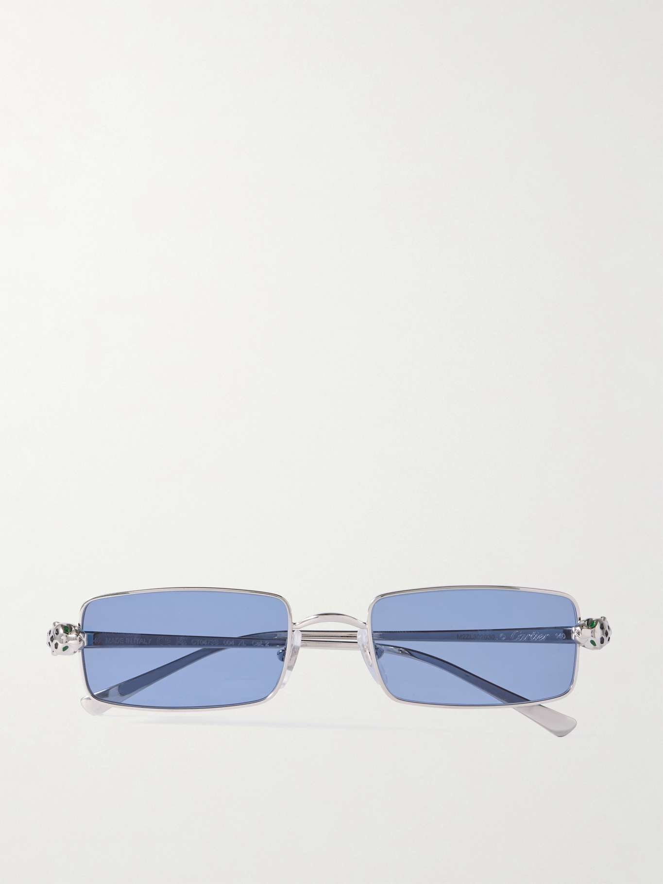 Panthère rectangle-frame crystal-embellished silver-tone sunglasses - 1