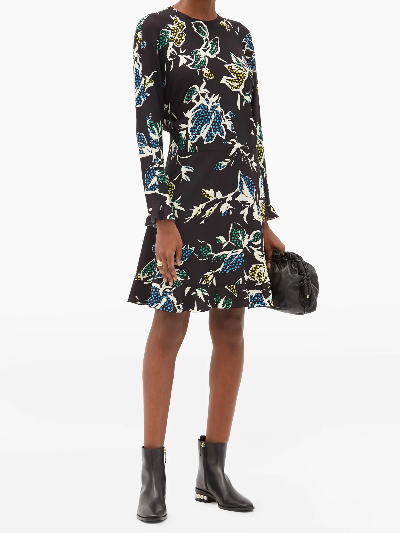 Keyhole-nape floral-print crepe dress - 2