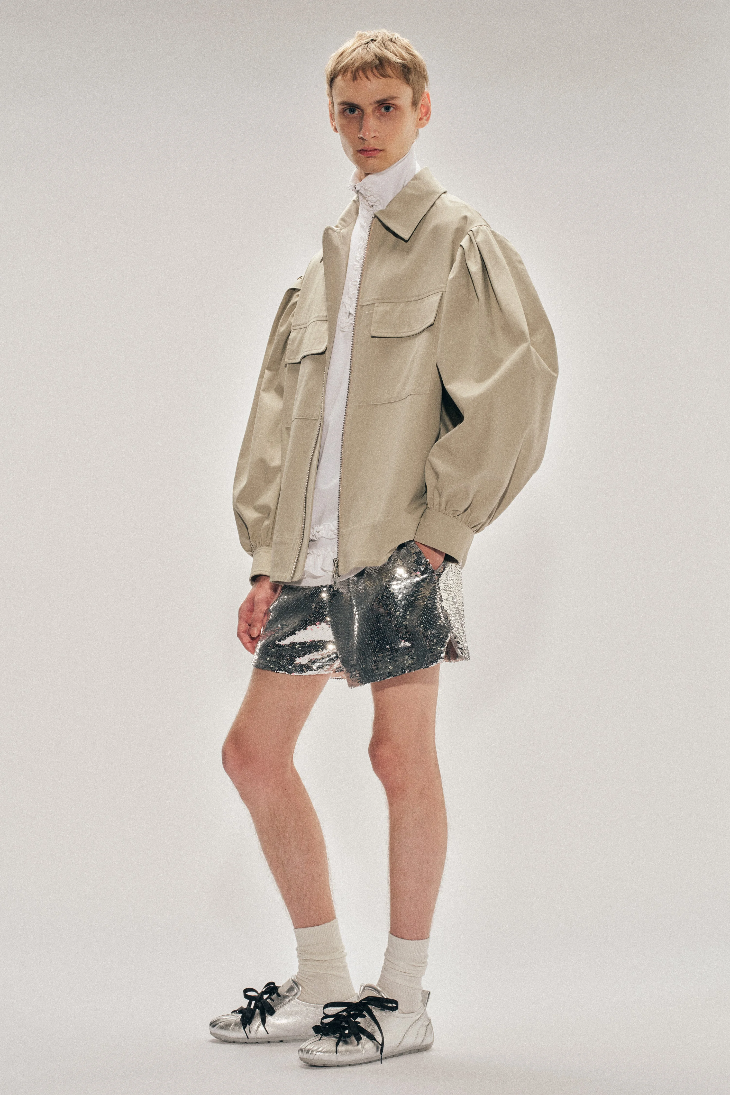 Puff Sleeve Utility Pen Pocket Jacket - 1