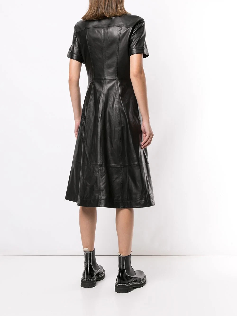 nappa leather shirtdress - 4