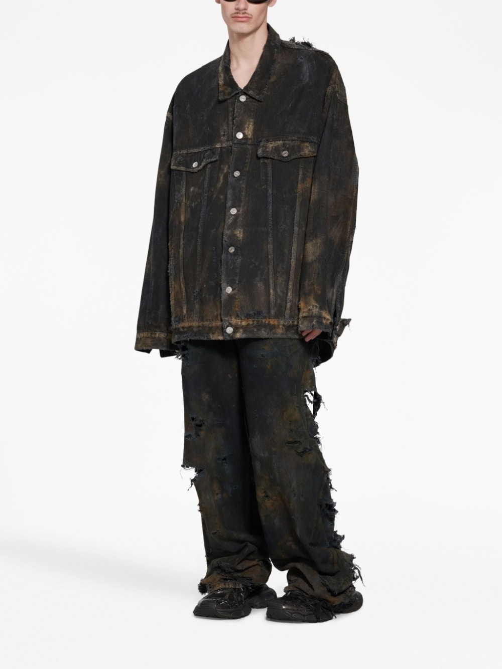distressed-effect denim jacket - 2
