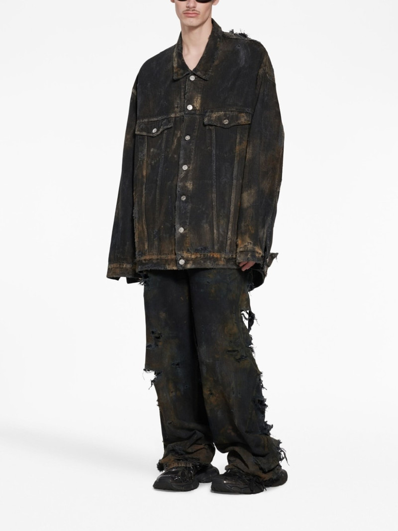 BALENCIAGA distressed-effect denim jacket outlook