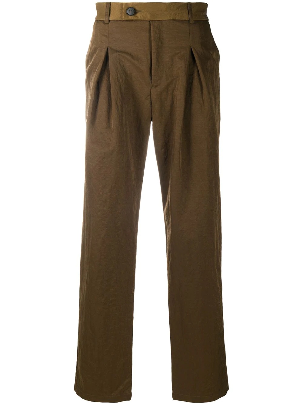 pleated straight-leg trousers - 1