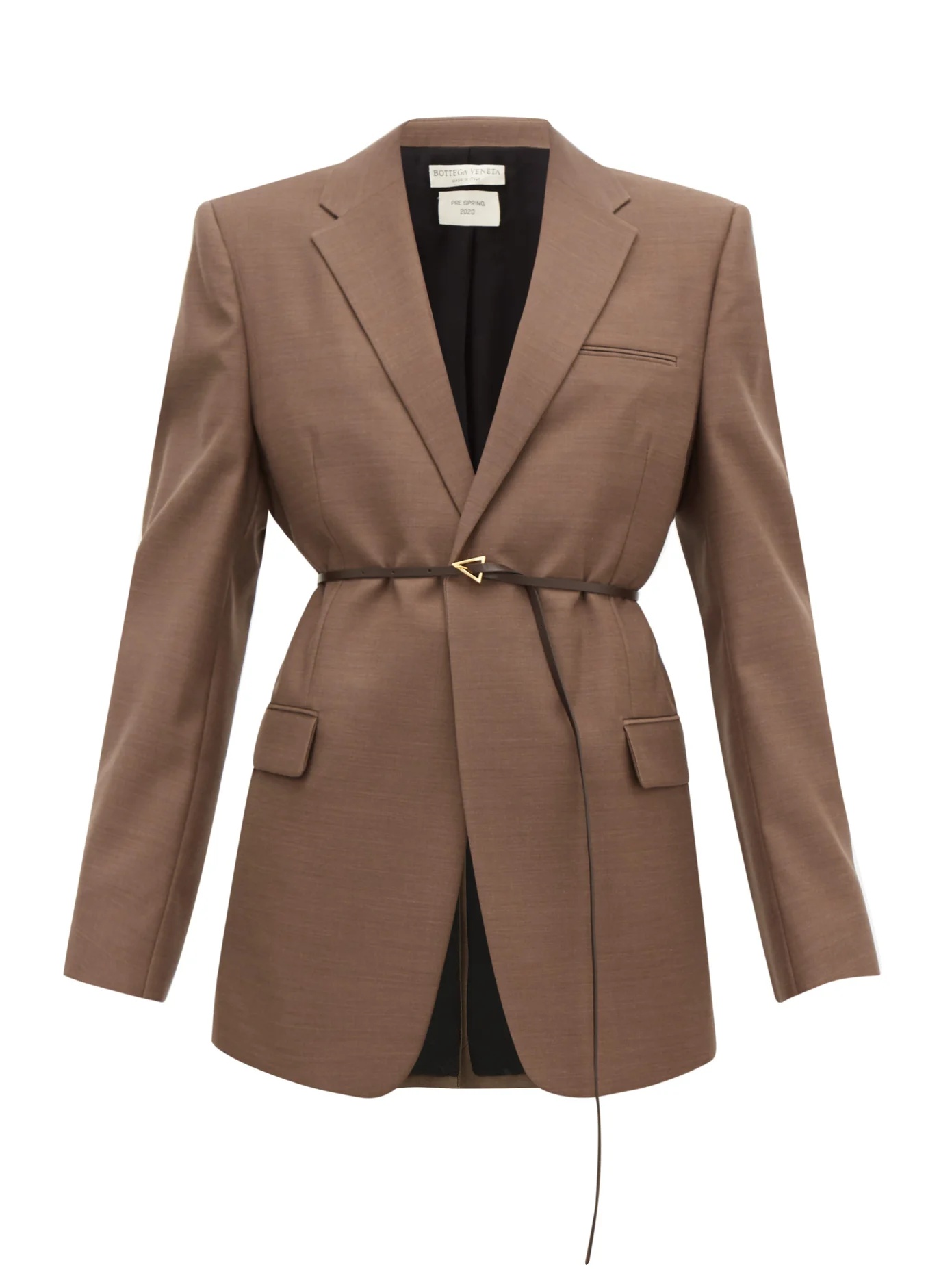 Belted single-breasted wool jacket - 1