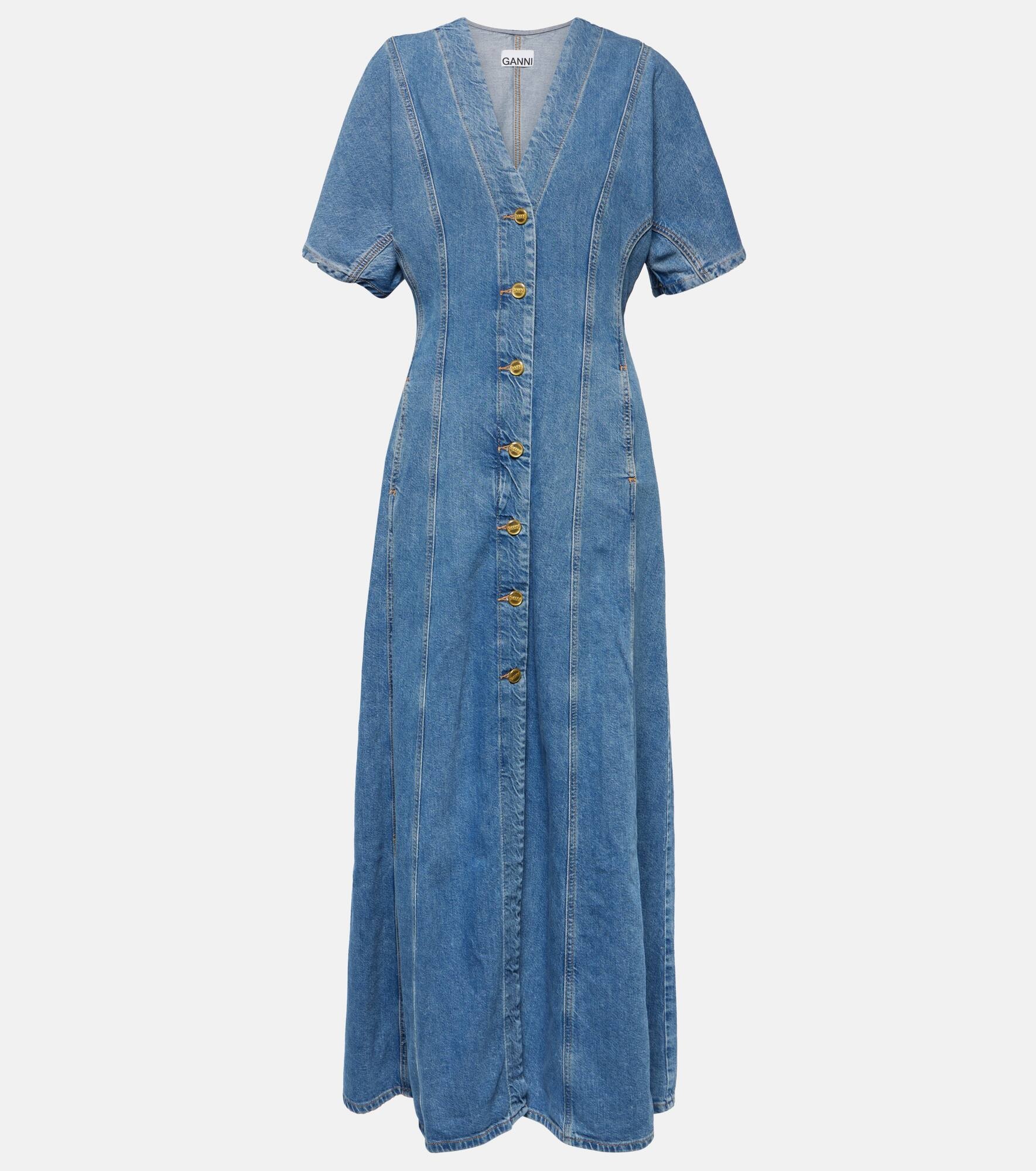 ワンピース Ganni FW25 DENIM LONG DRESS (J17576779 055) GANNI Denim Maxi Dress | Blue | FARFETCH