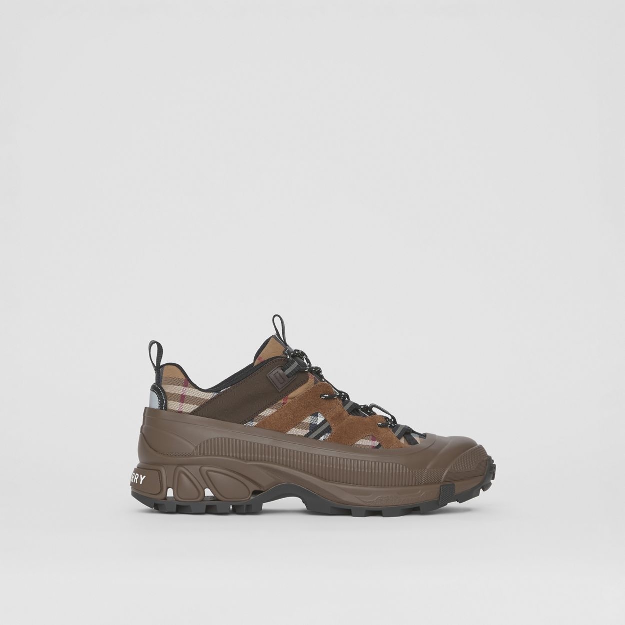 Check Cotton, Suede and Leather Arthur Sneakers - 1