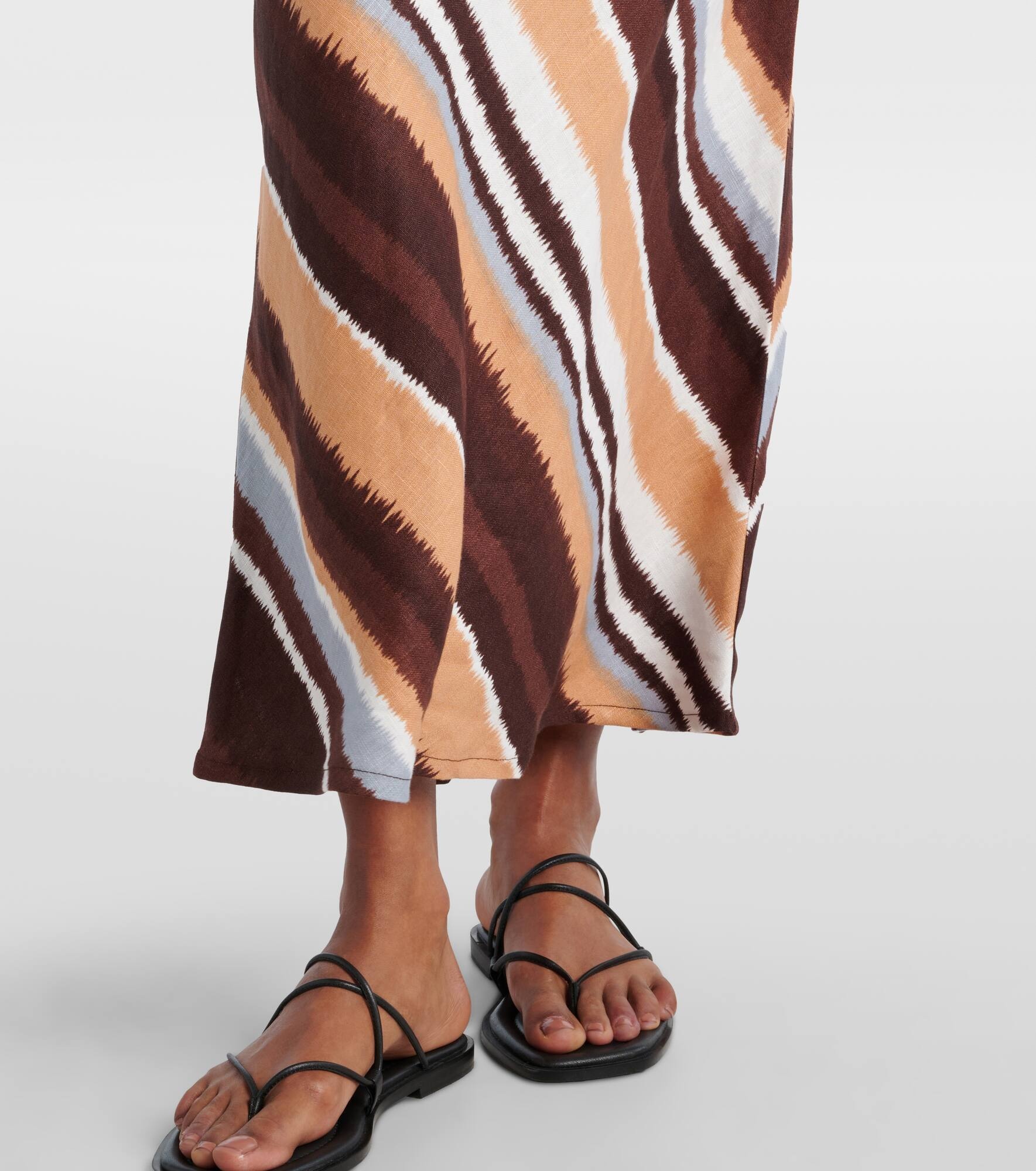 Dalicenca striped linen maxi skirt - 5