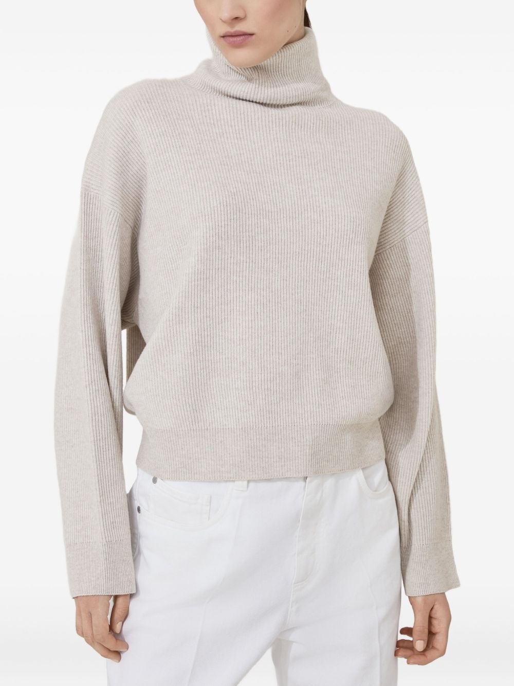 turtleneck ribbed sweater - 3