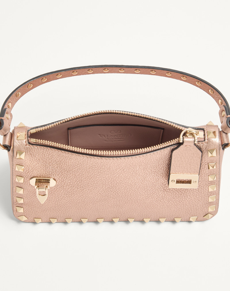 Valentino VALENTINO GARAVANI ROCKSTUD SMALL CROSSBODY BAG IN LAMINATED GRAINY CALFSKIN LEATHER outlook