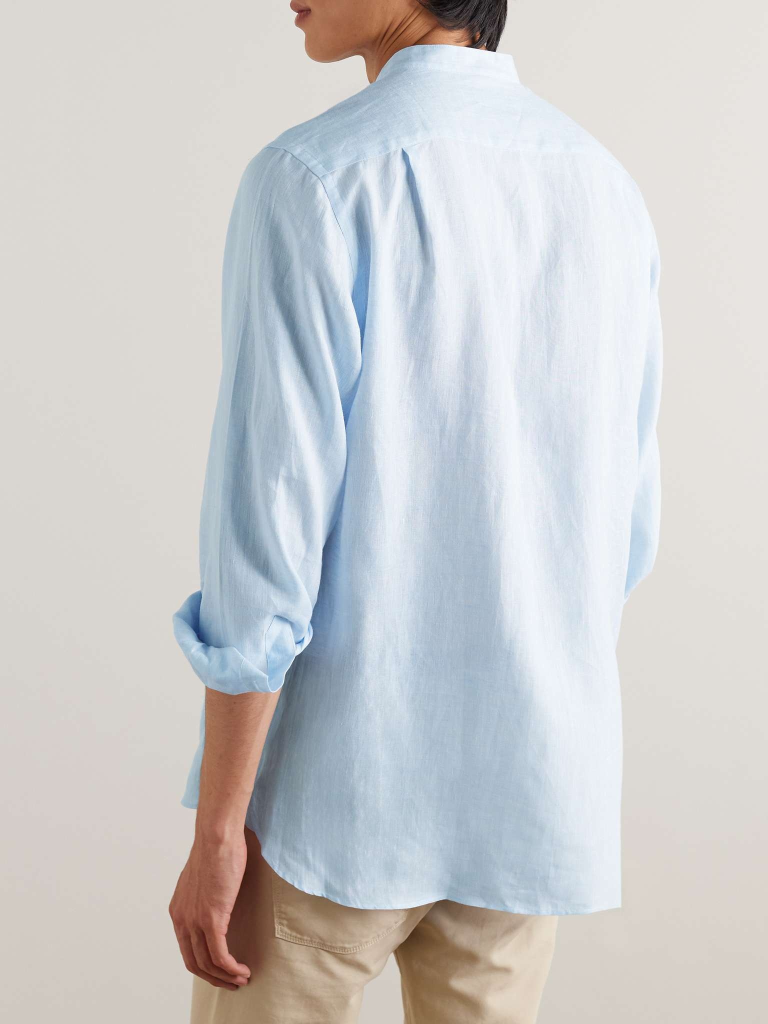 Arizona Grandad-Collar Linen Shirt - 4