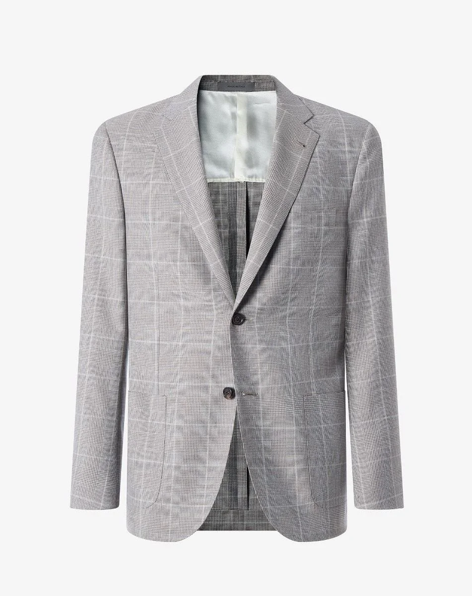 Brown glen plaid extra fine wool jacket - 1