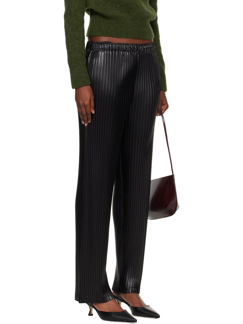 Black Glossed Metal Pleats Trousers 2