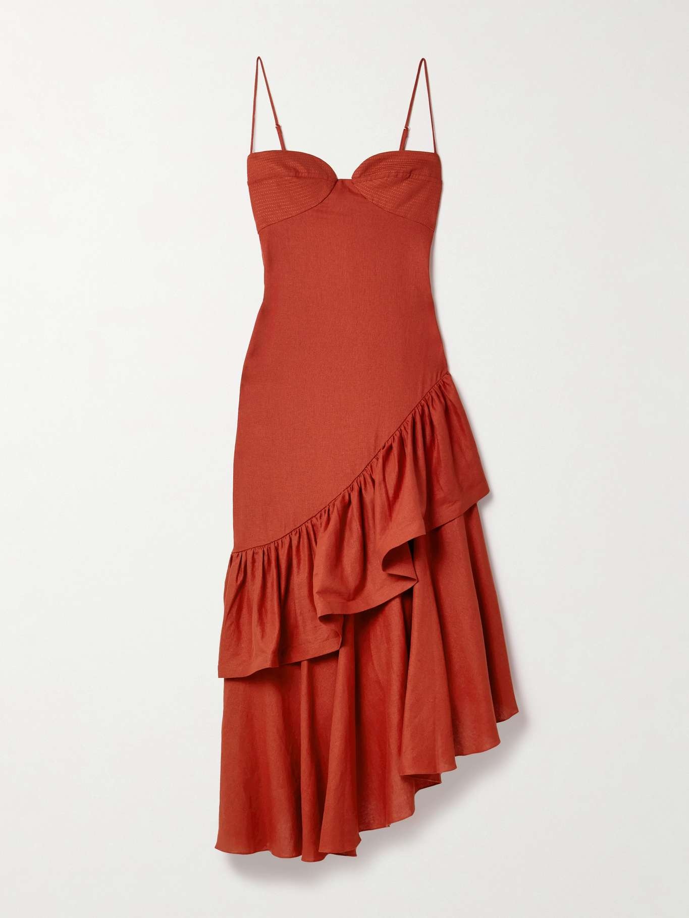 Acércate Más asymmetric ruffled linen-blend dress - 1