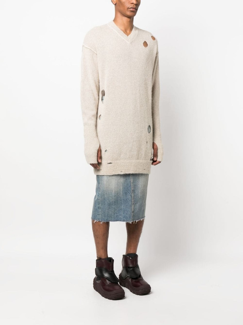 MM6 Maison Margiela distressed-effect knitted jumper outlook