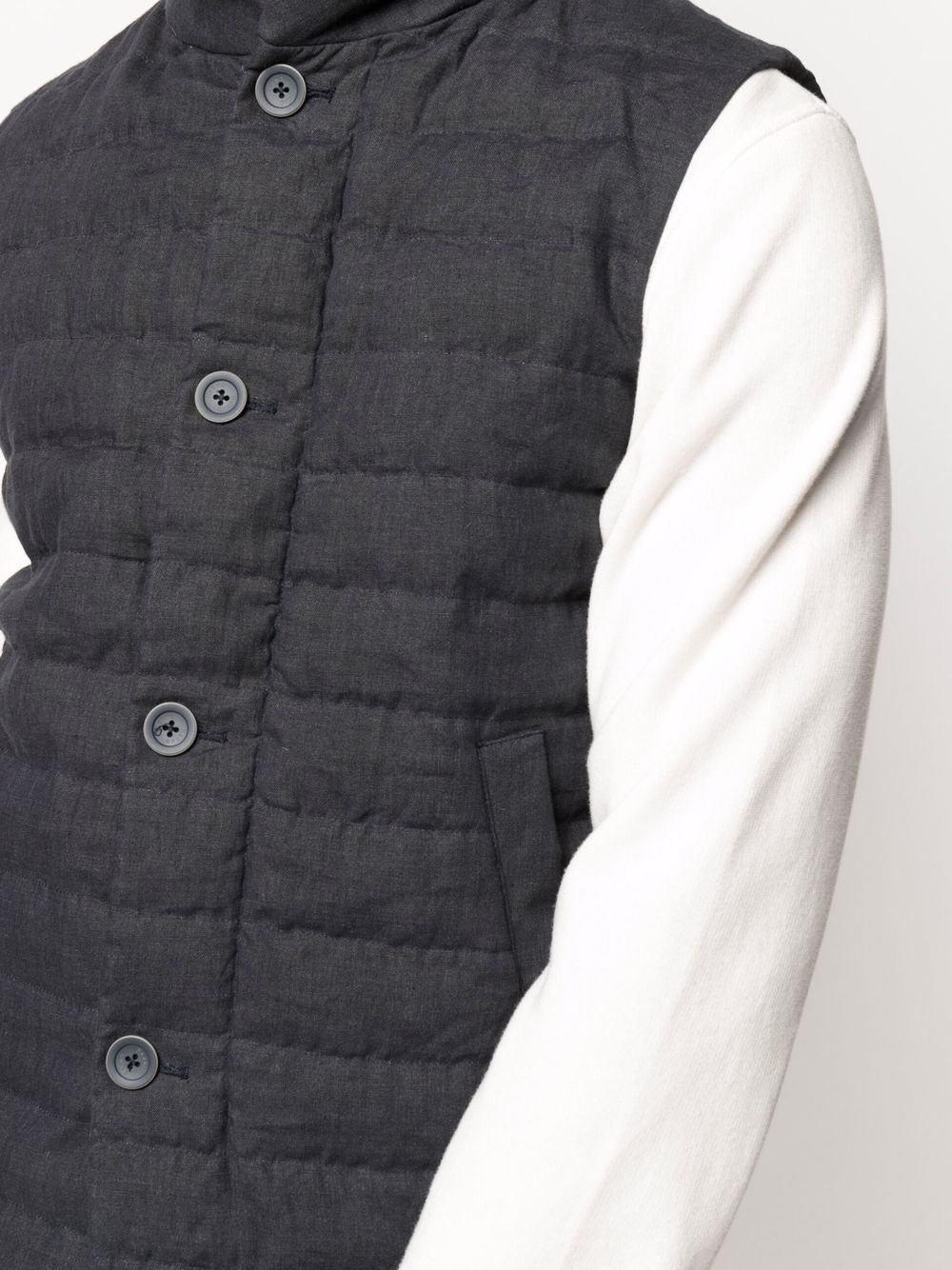 linen padded gilet - 5