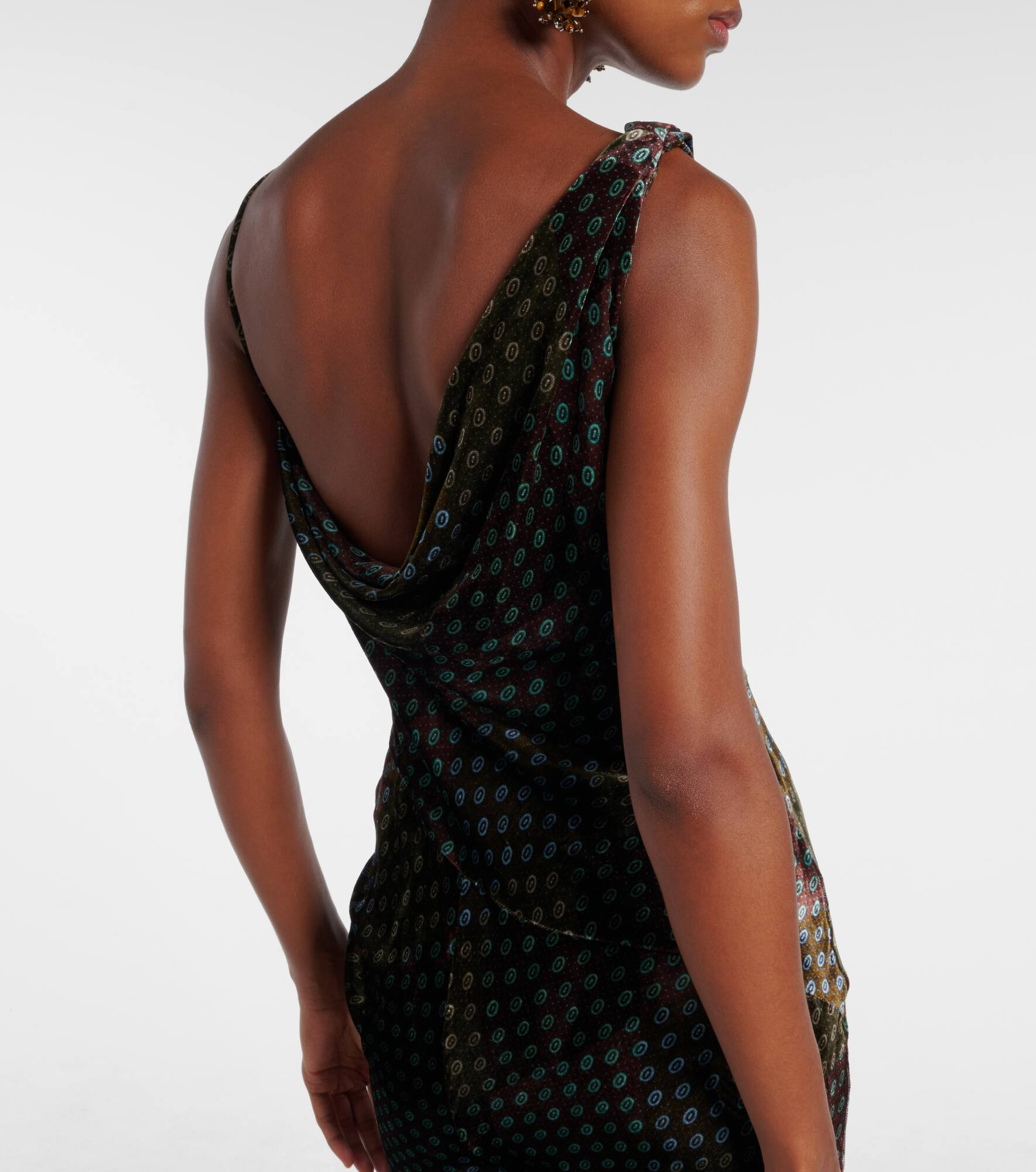 Asymmetric printed gown - 6