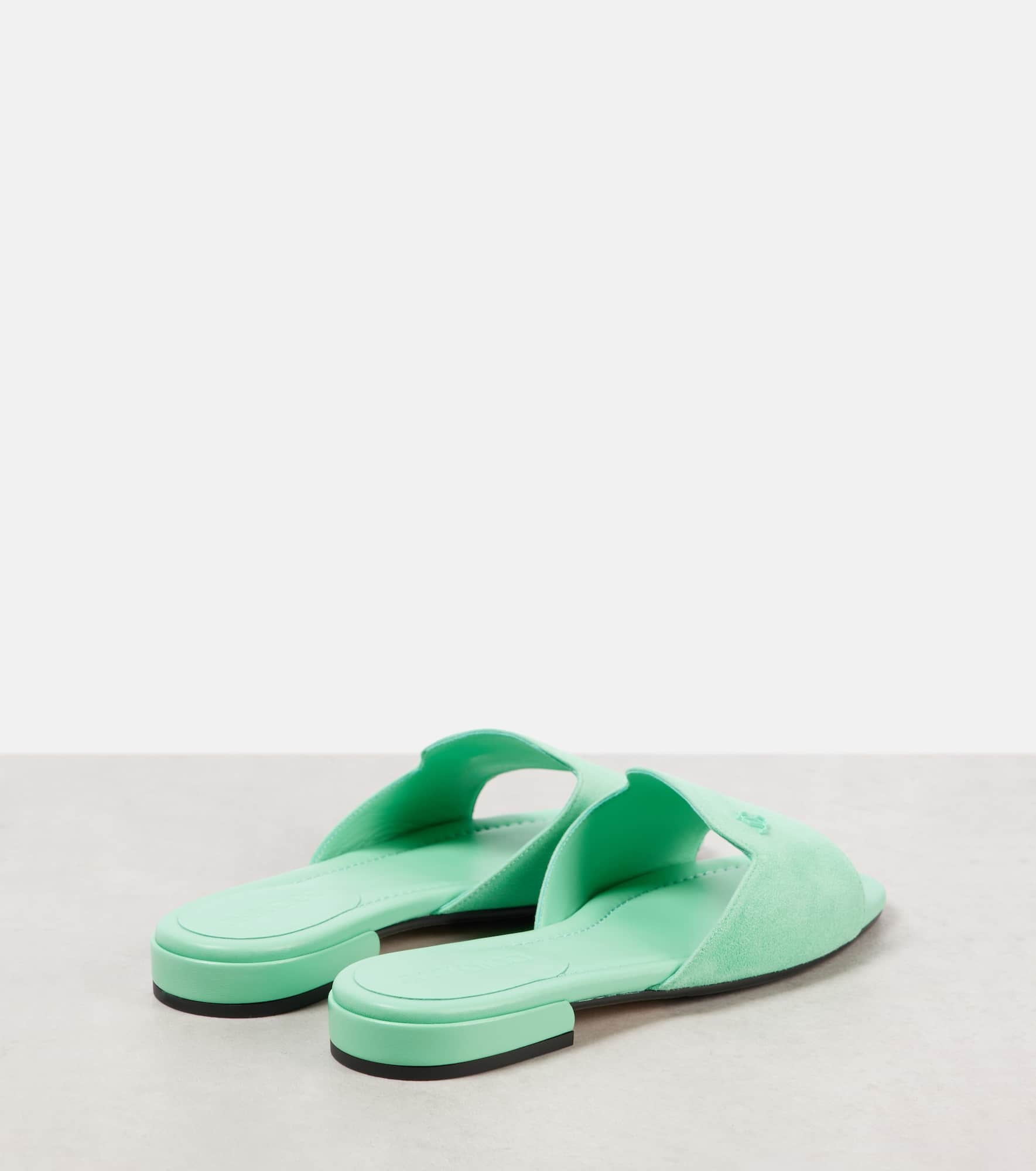 Logo suede slides - 2