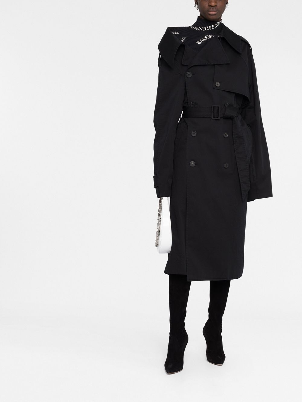 off-shoulder trench coat - 2