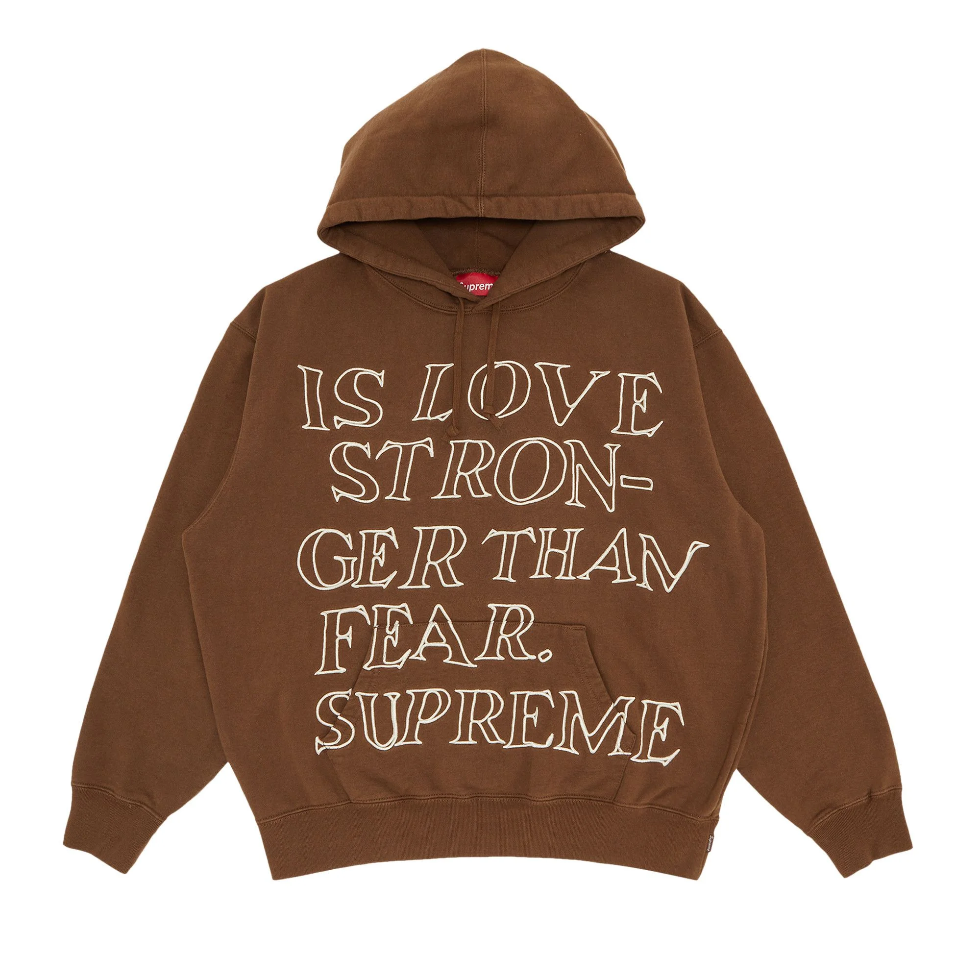 Supreme Stronger Than Fear Hooded Sweatshirt 'Olive Brown' - 1
