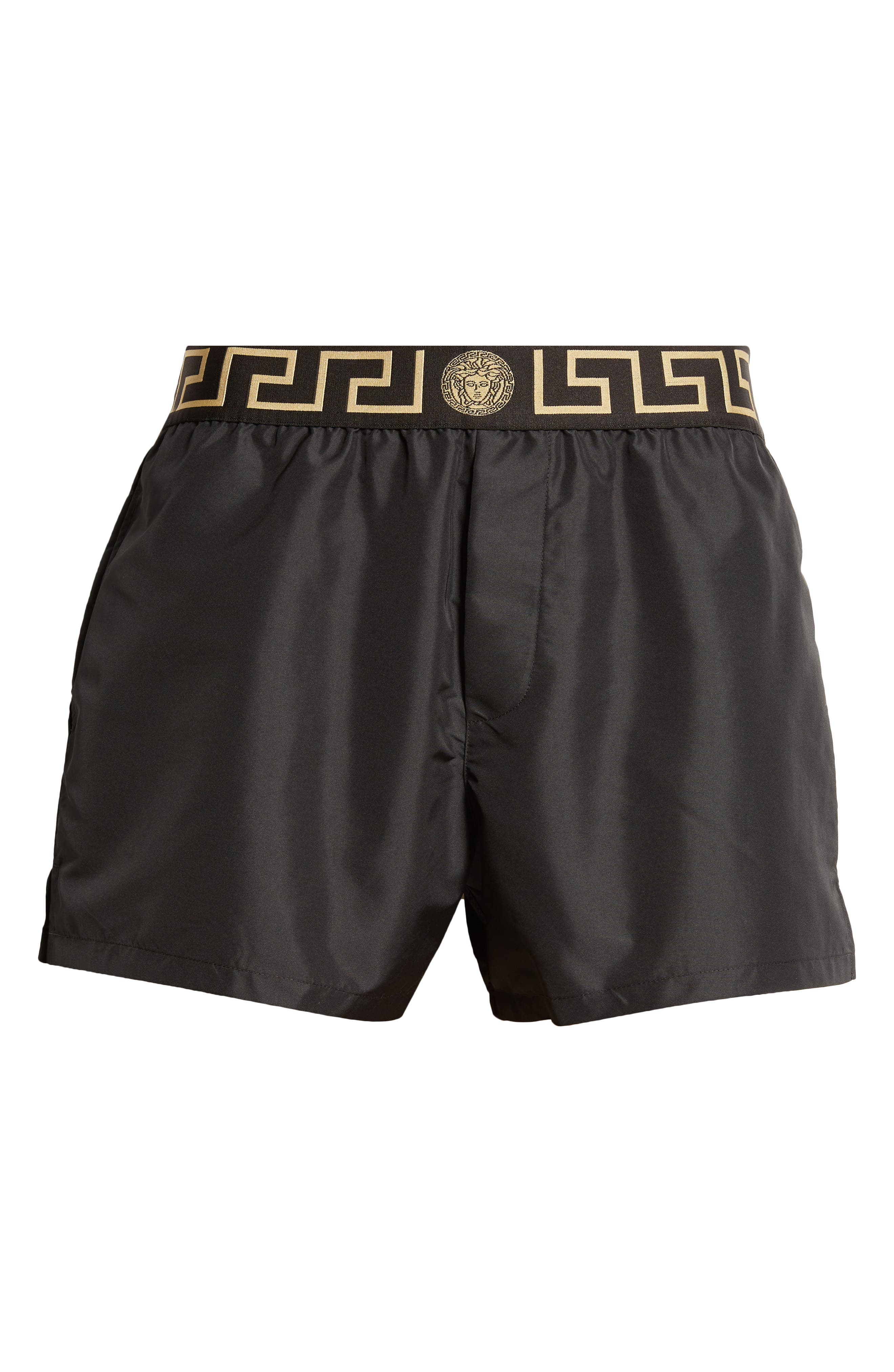 Versace Greca Medusa Swim Trunks in Black Gold Greek Key at Nordstrom - 6