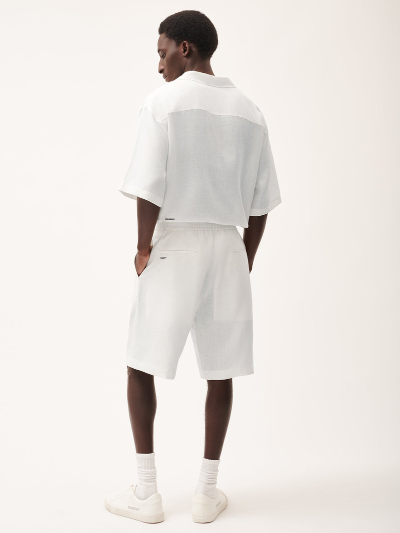 Mens DNA Aloe Linen Long Shorts - Off-White 3